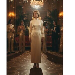 Vintage 1960s Silk Shantung Maxi Dress Gown Small Yellow